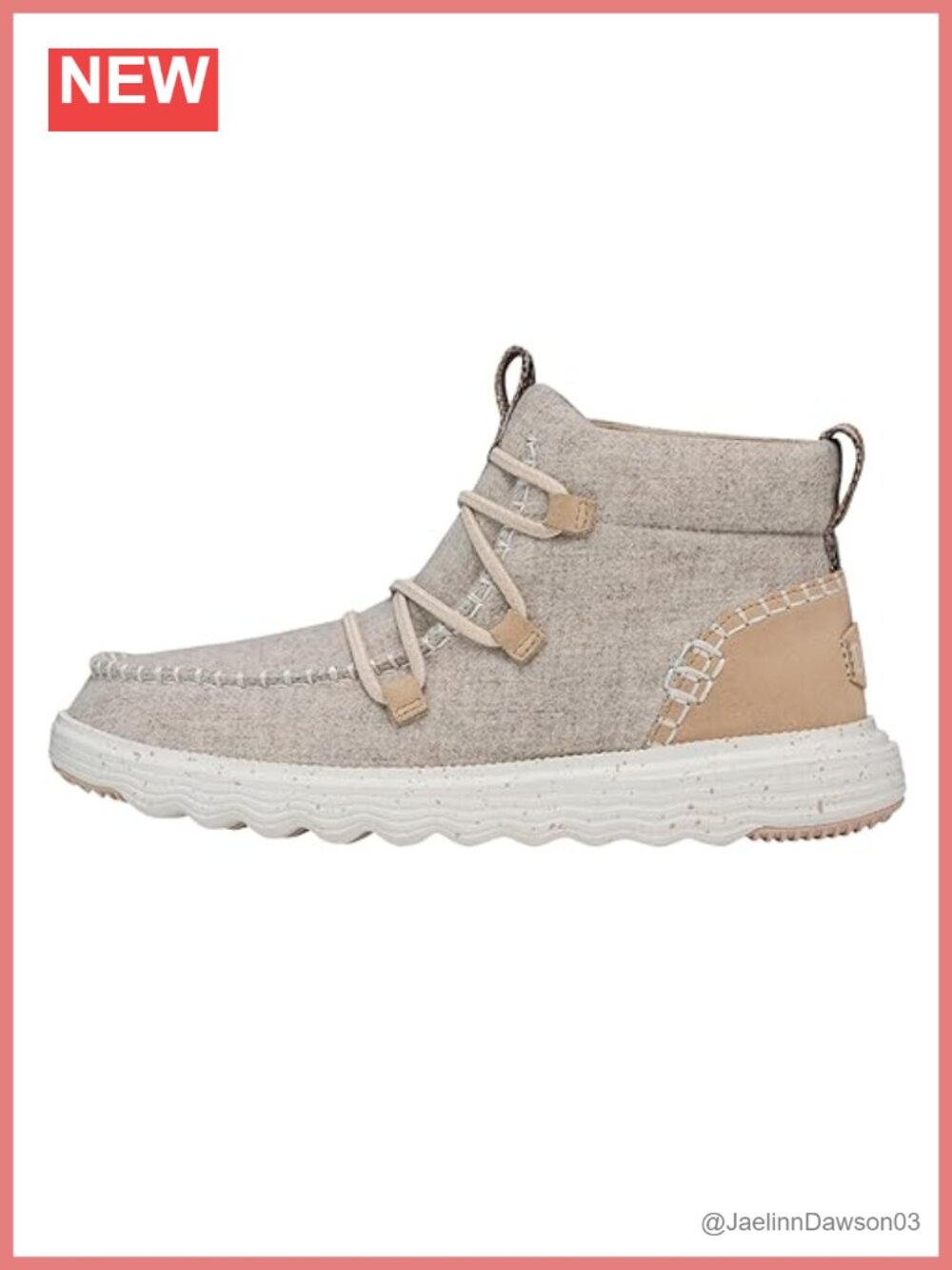 HEYDUDE Women's Ankle Boots Suede Wool Lining Lace Up Winter Casual